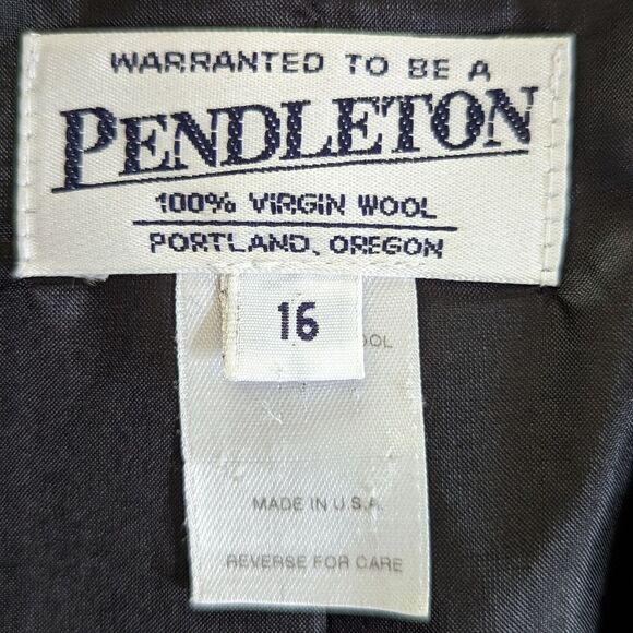 Pendleton Virgin Wool Black Grid Blazer 16 Countryside Clown Ranch Rebel Punk - Picture 2 of 9